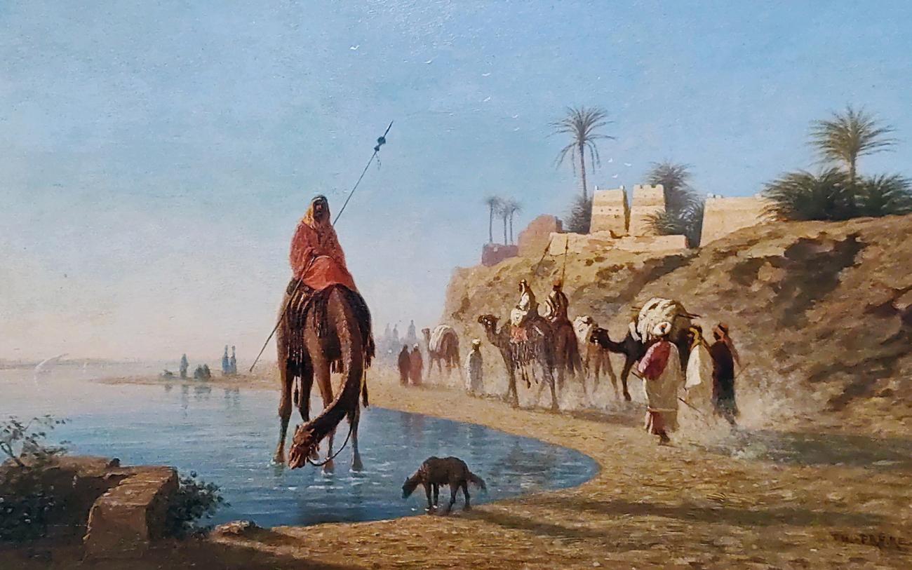 Frere Theodore Passage d'une caravane le long du Nil 02